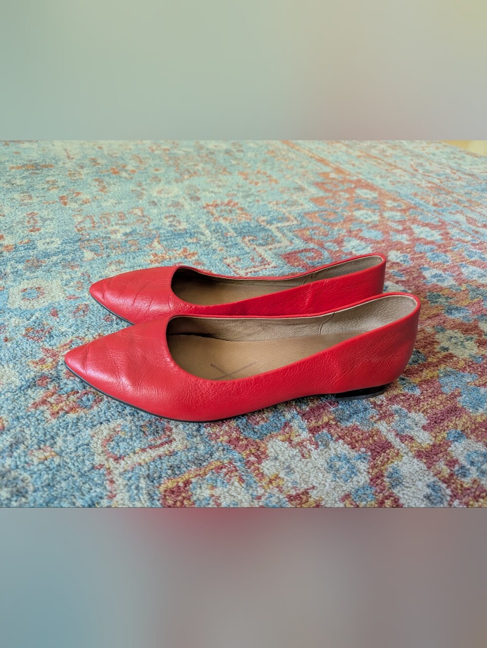 Madewell Women's 8 Red Leather Ballet Flats Slip-On Pointed Toe